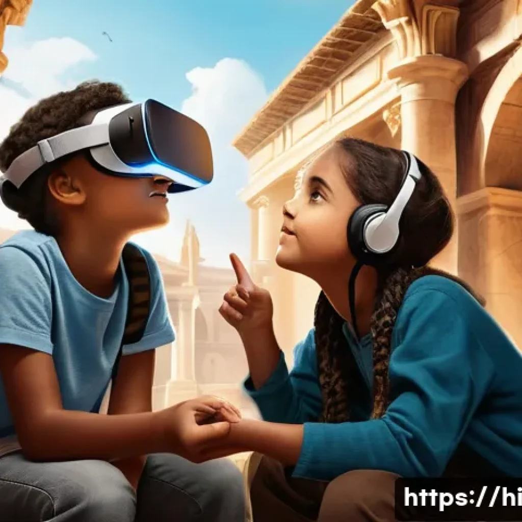 VR과 자율 주행차 - **Prompt 1: Virtual Reality in Education**
    "A group of three diverse teenagers, two girls and on...