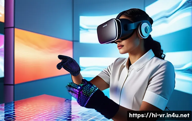 VR를 활용한 패션 디자인 - A futuristic fashion design studio using virtual reality technology, featuring a designer wearing VR...