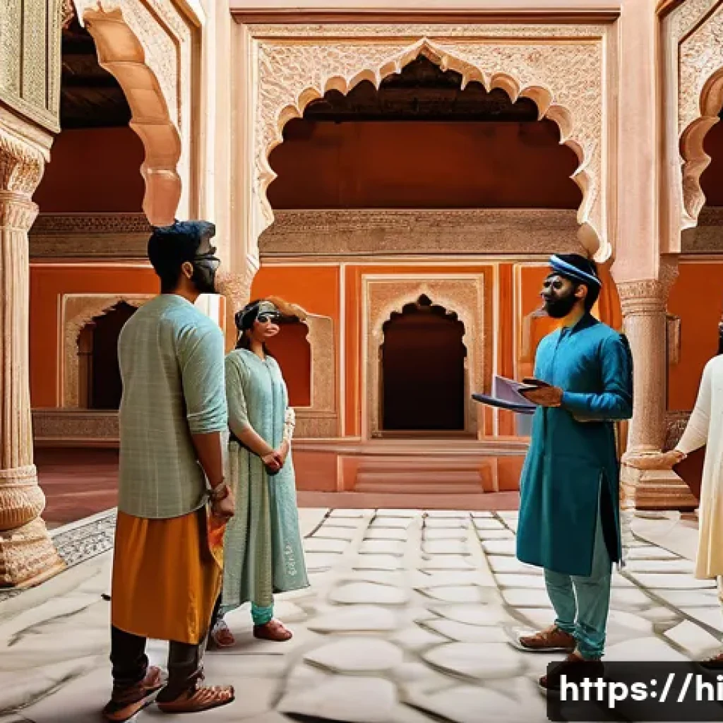 VR 교육 콘텐츠 - A diverse group of Indian students wearing casual clothes and VR headsets, fully immersed in a virtu...