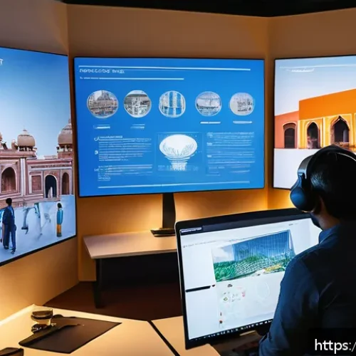 가상현실 아키텍처 - A modern architectural design studio featuring a diverse team of Indian architects collaborating rem...