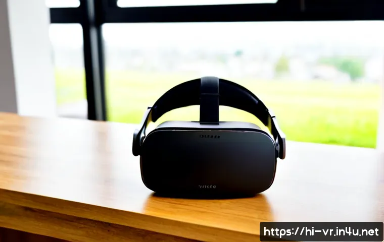 Home 17 VR 헤드셋 비교 - Photorealistic comparison scene of two modern standalone VR headsets resting side by side on a clean...